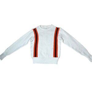 Vintage Youth School Spirit Ivory Striped Sweater Small Made‎ in USA